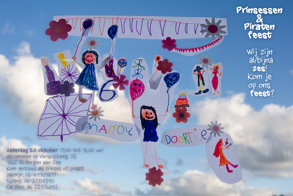 Uitnodiging Doortje en Manou's partijtje 